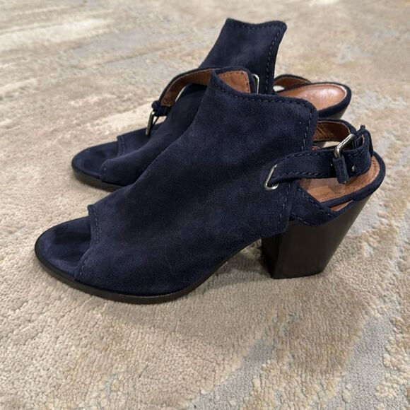 Frye Blue Courtney Sling Back Block Heel Open Toe size 8.5 GUC - Picture 1 of 7